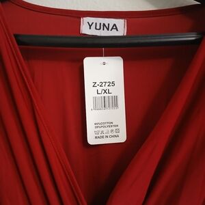 Yuna Fashion L/XL Casual deep red dress